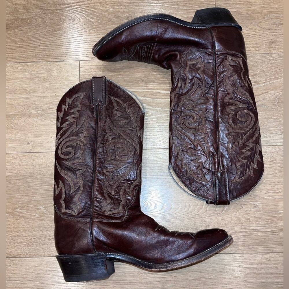 Justin 1564 Men's Classic Western Boot with Dark Brown Marbled Deerlite Cowhide - Picture 2 of 8